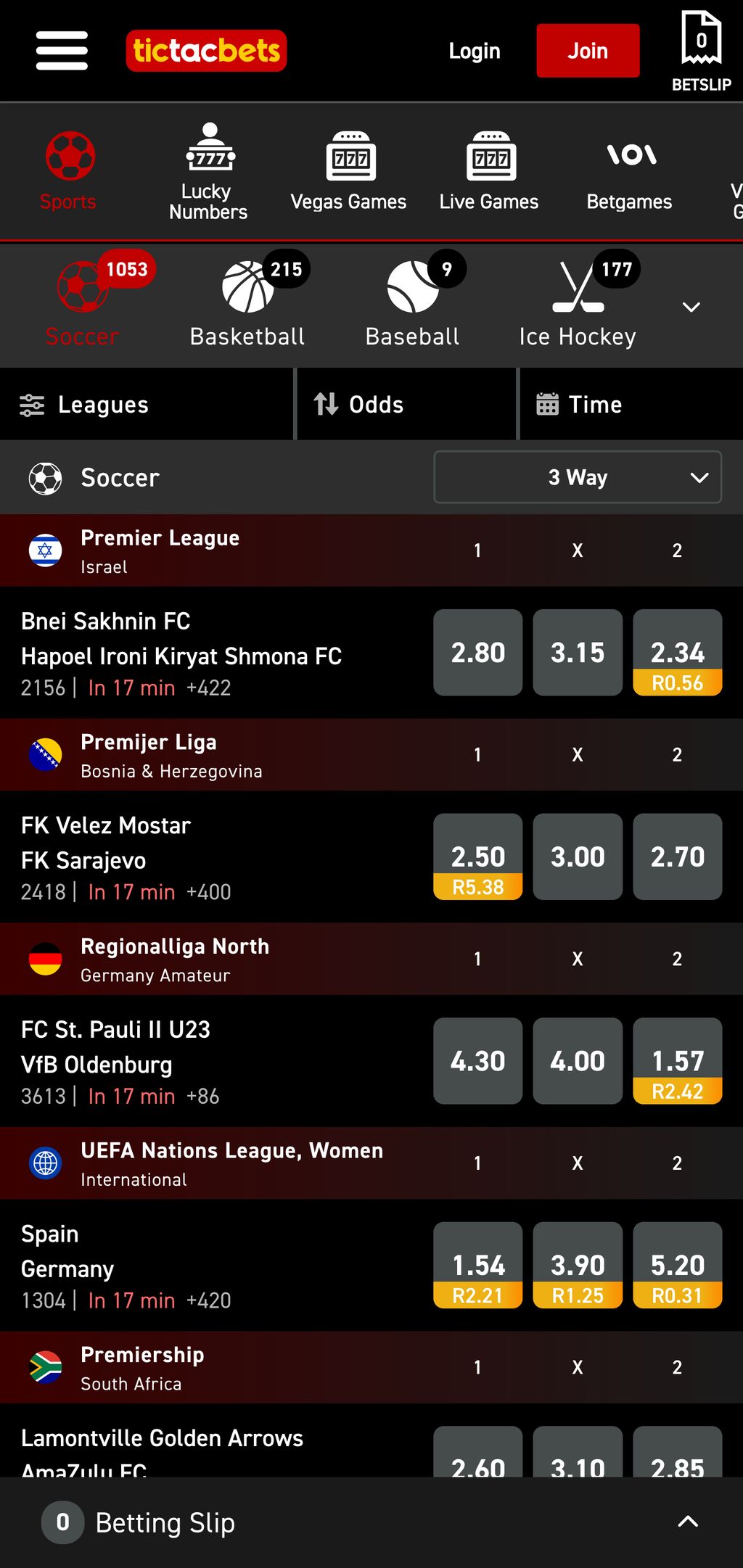 Soccer betting in TicTacBets
