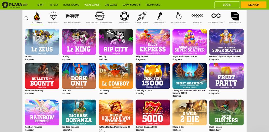 A selection of popular slot titles in the Playabets Vegas Games lobby