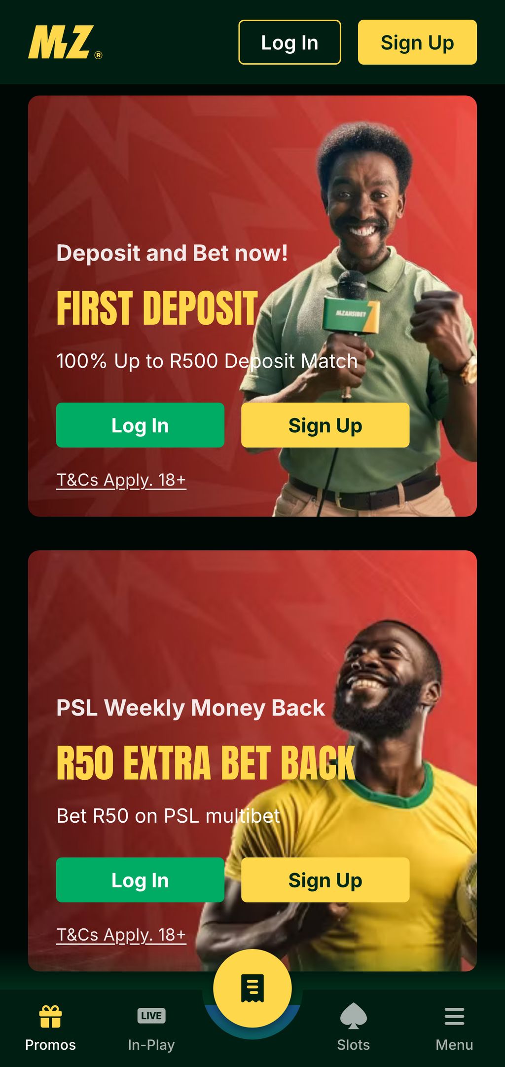 Sign-up bonus in Mzansibet