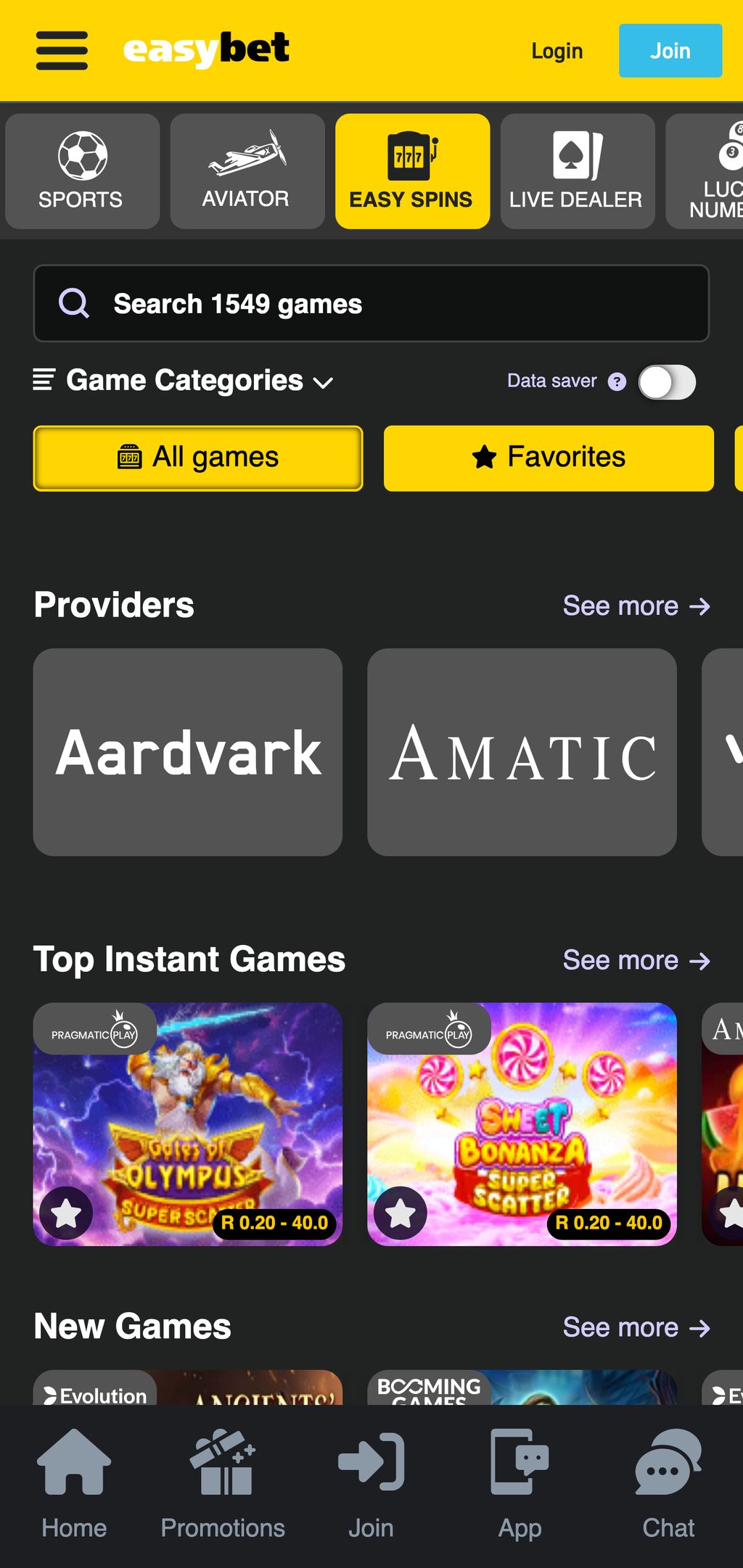More then 1500 slots in Easybet from popular providers