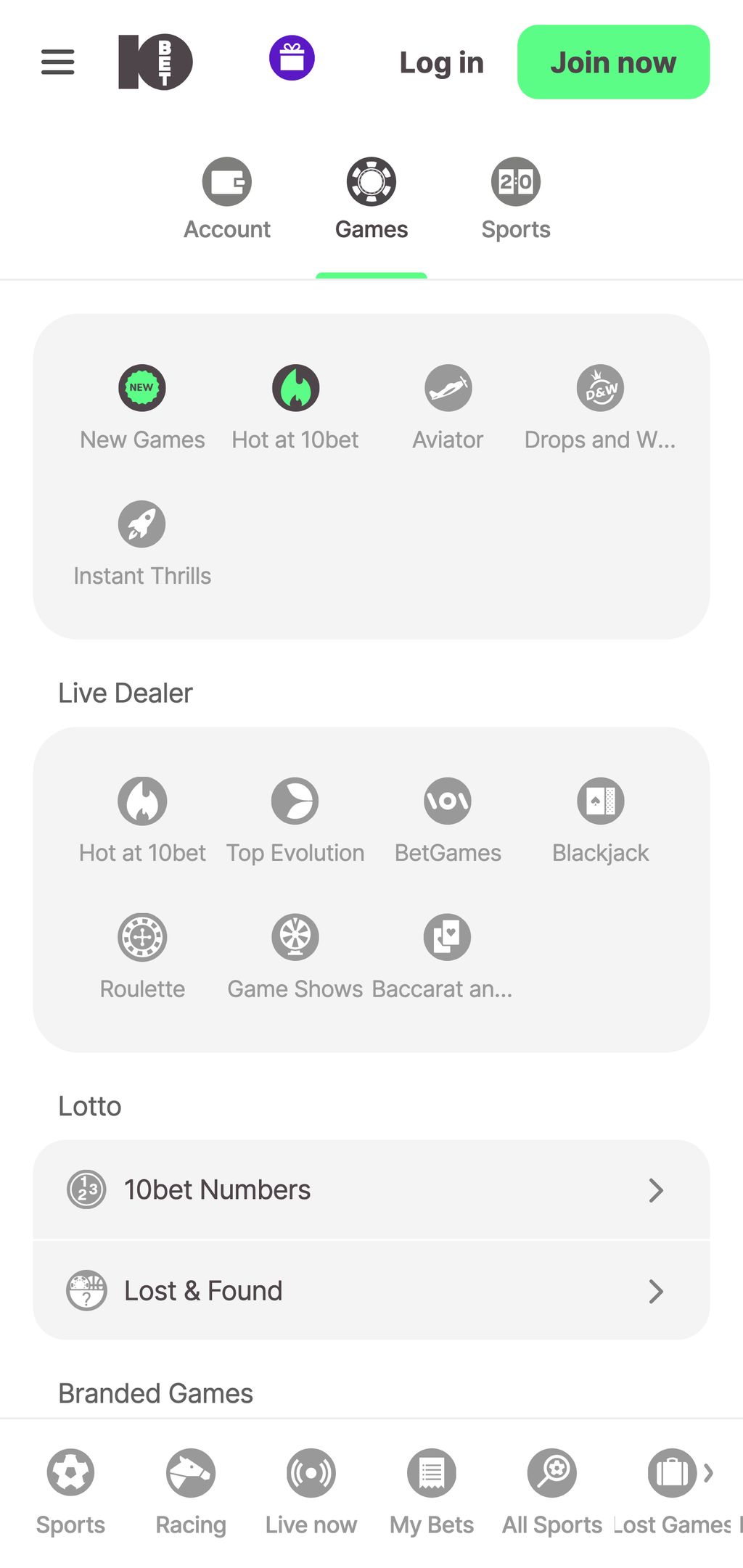 10bet special games