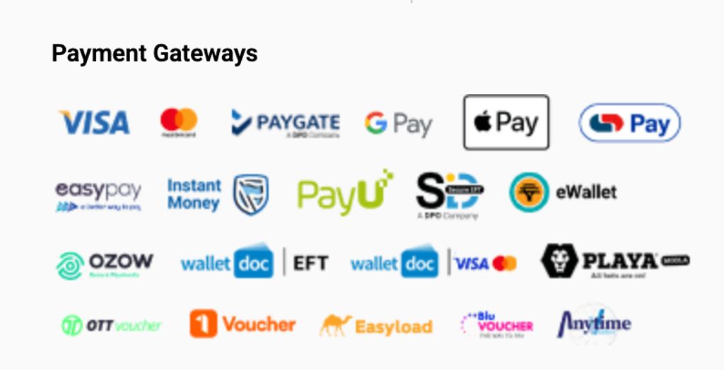 Payment gateways available at Playabets