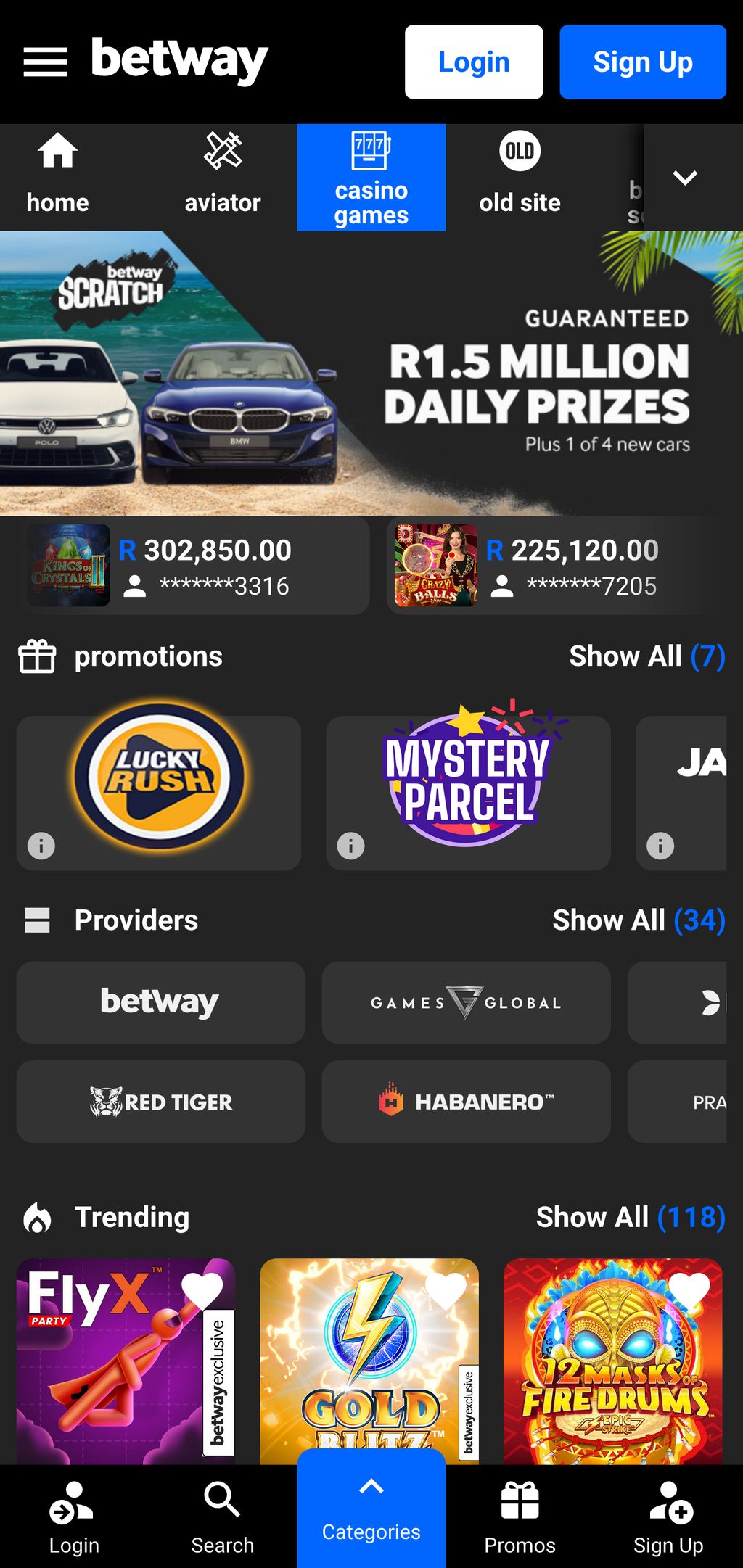 Betway casino games