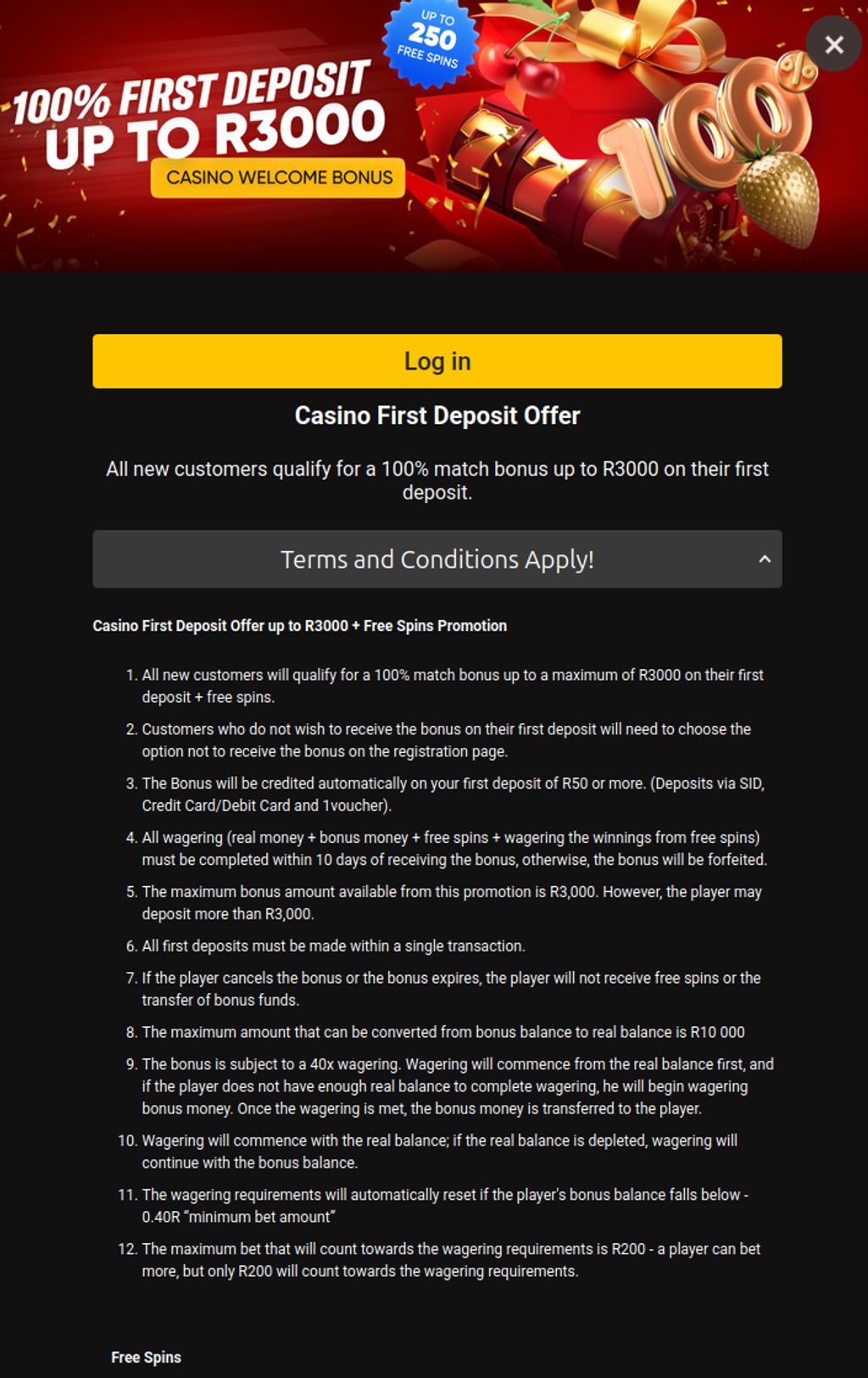 Casino first deposit offer at BetOlimp — terms and conditions overview
