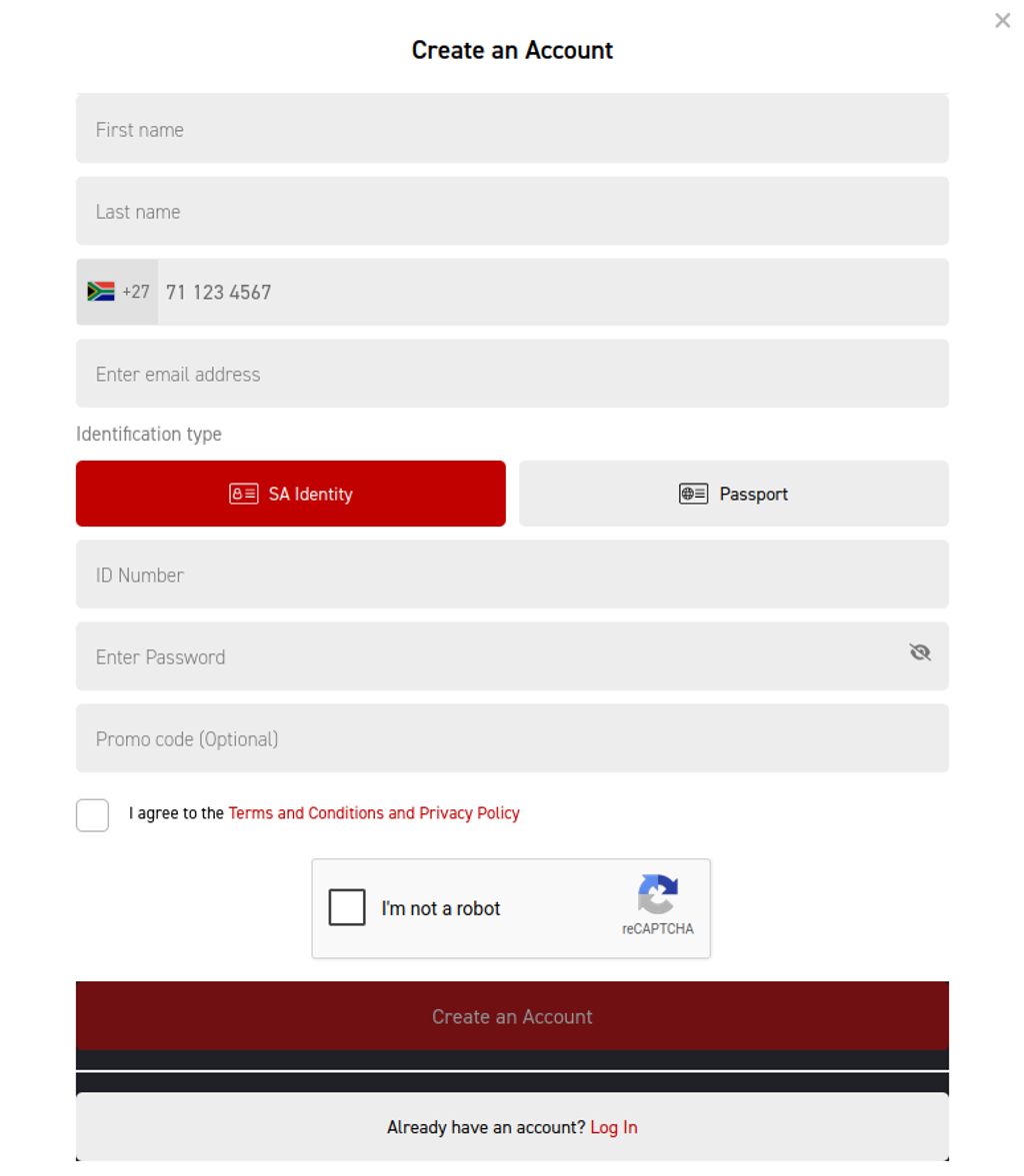 Tic Tac Bets registration form with fields for personal details, ID, and optional promo code
