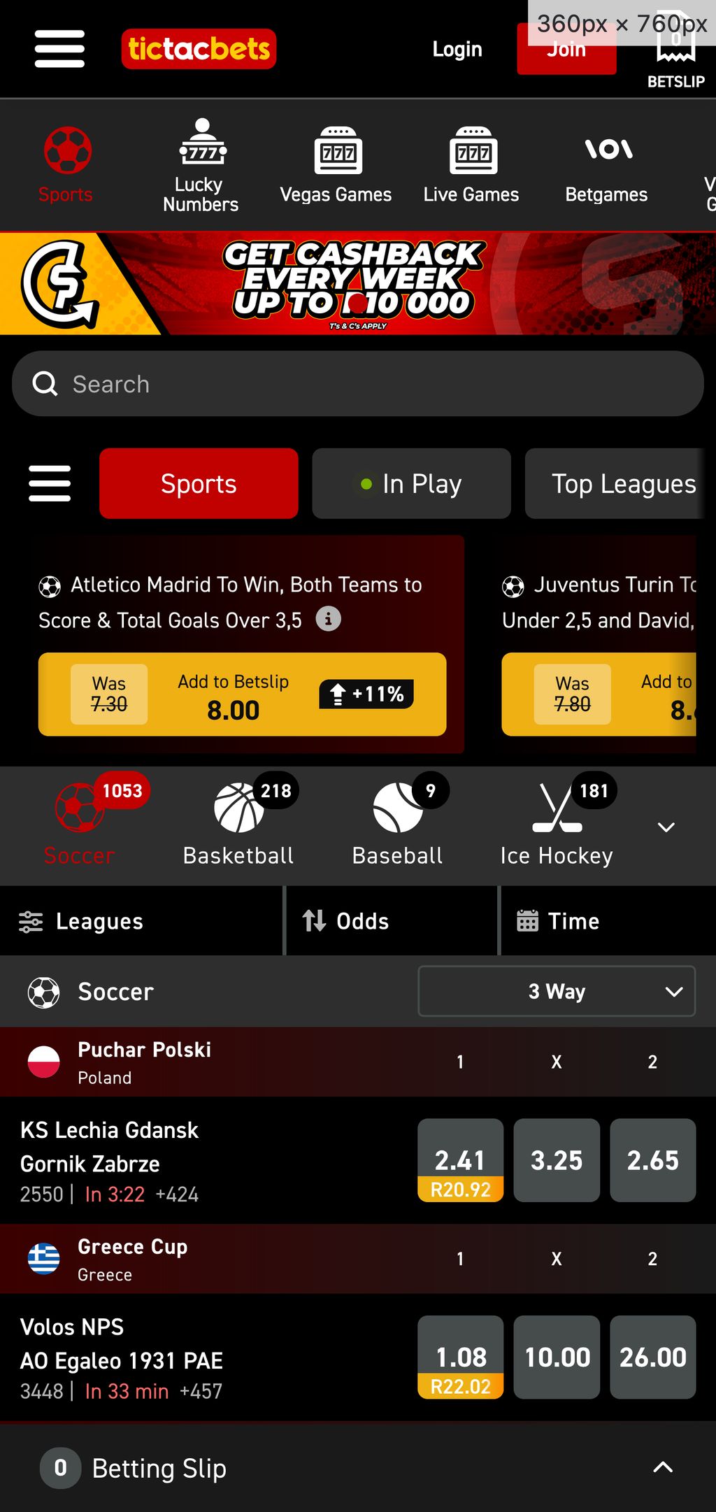 Sports betting in tictacbets
